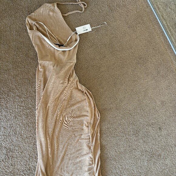 Gold Halter Cut-out Scarlette Maxi Dress - Petal & Pup - Picture 4 of 6